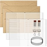 2PACK A5 Size Travelers Journal Notebook Accessories Inserts Kit | Kraft File Folders, PVC Zipper Pouches, Pen Holders, Binder Clips, Elastic Bands for Travel Journal Organizer