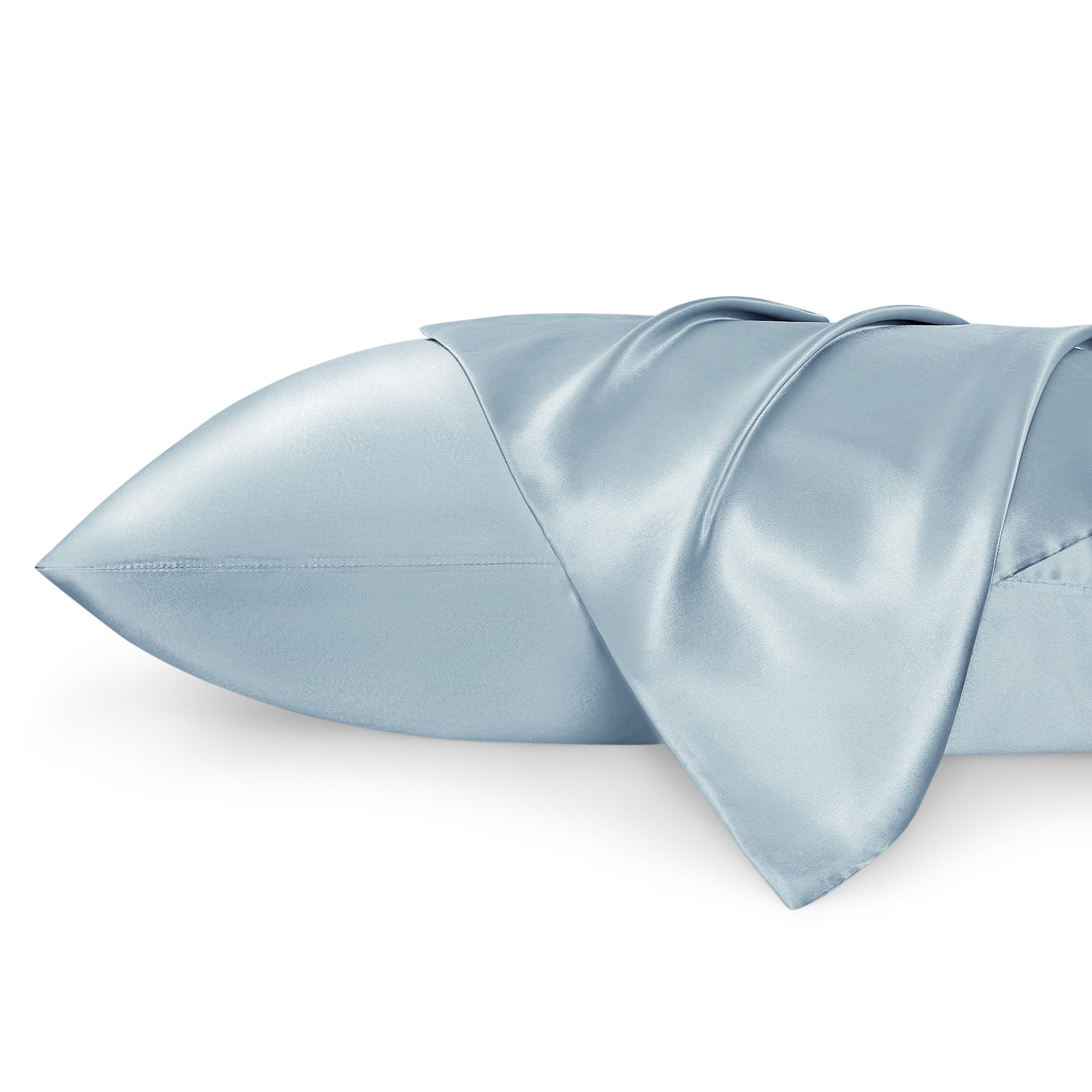Photo 1 of Bedsure Satin Pillowcases, Similar to Silk Pillow Cases Queen Size Set of 2, Stone Blue Pillow Case for Sleeping Women with Envelope Closure, Gifts for Women Men, 20x30 Inches, 2pcs