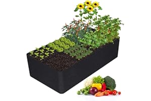 KLEWEE Fabric Raised Garden Bed, 128 Gallon 6 x 3FT Garden Growing Bags for Planting Vegetables, Flowers and Herbs, Breathable Plant Bed Large Grow Planter Bags 8 Grids