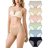Chouchounel Women's Underwear Silky Satin Lace Underwear Hipster Panties 6-Pack Low Rise Lace Panties