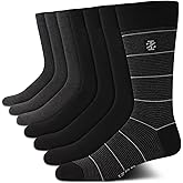 IZOD Mens Dress Socks - 7 Pack Lightweight Moisture Wicking Stay Up Cuff Crew Socks for Men for Casual Business Formal Wear, Size 6-12.5, Black Assorted