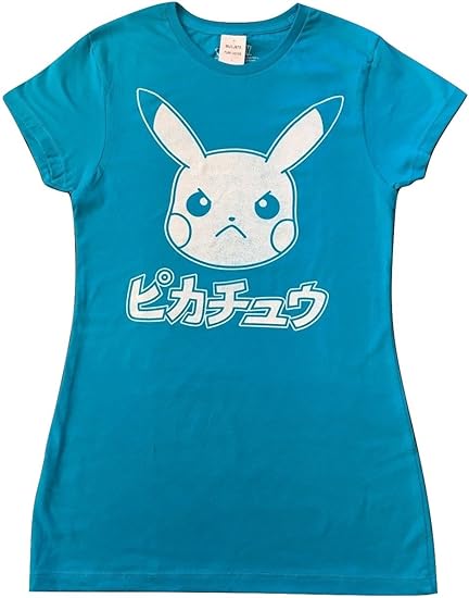 Amazon Pikachu漢字でレディースtシャツターコイズ カラー ブルー Tシャツ カットソー 通販