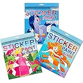AEAHALY Crafts for Kids Ages 4-8 Paint by Sticker, Reusable Sticker Book for Kids Boys and Girls Birthday Gifts Party Favor (Style1-3P)