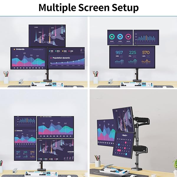 ERGOFOCUS TRIPLE MONITOR MOUNT FITS MAX 32″ COMPUTER SCREEN, HOLDS UP TO 17.6LBS EACH ARM, 3 MONITOR DESK MOUNT, TRIPLE STAND WITH TILT SWIVEL ROTATION, VESA MOUNT 75/100MM