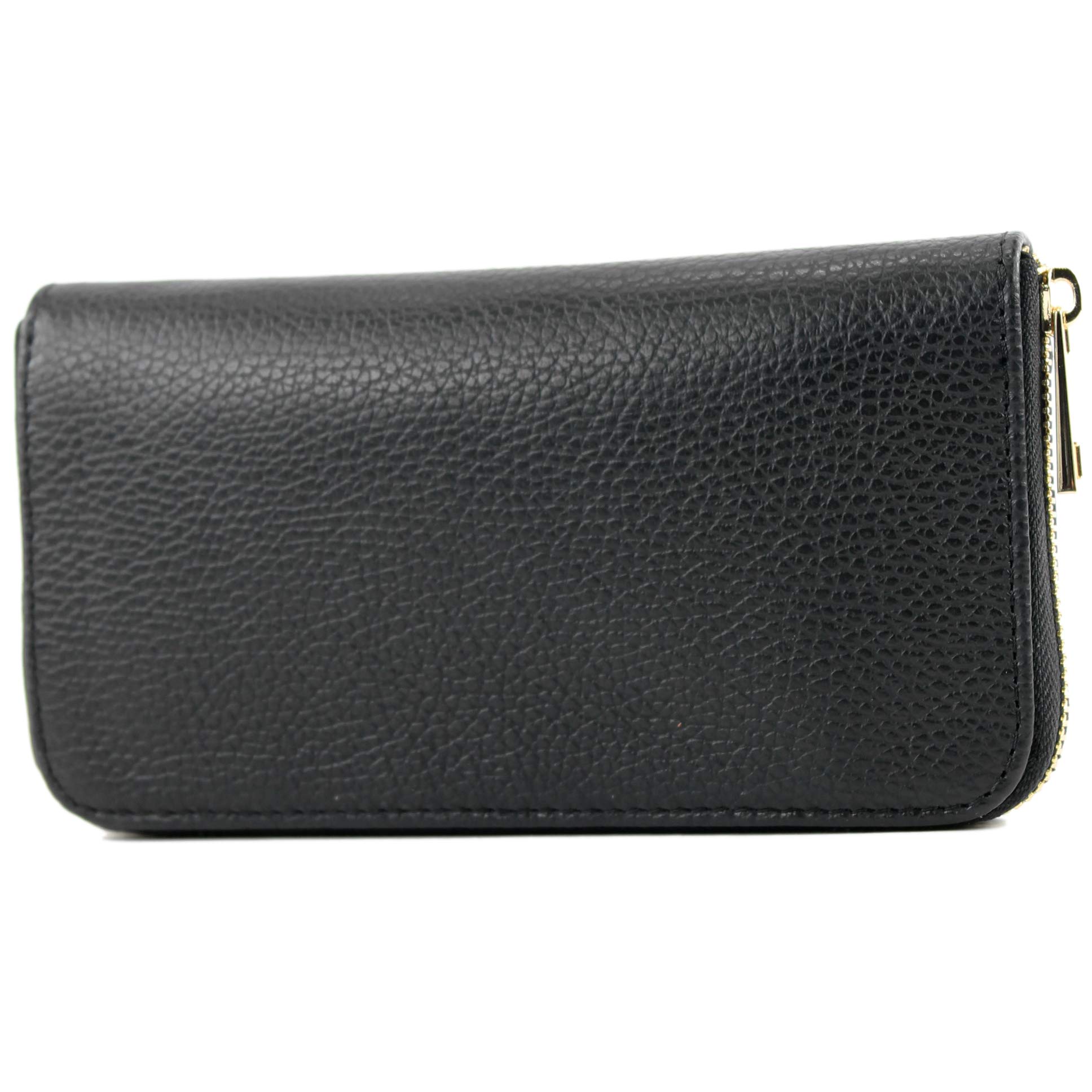 modamoda de - P02 - Italian women wallet, real leather, long, Colour:P02 Black