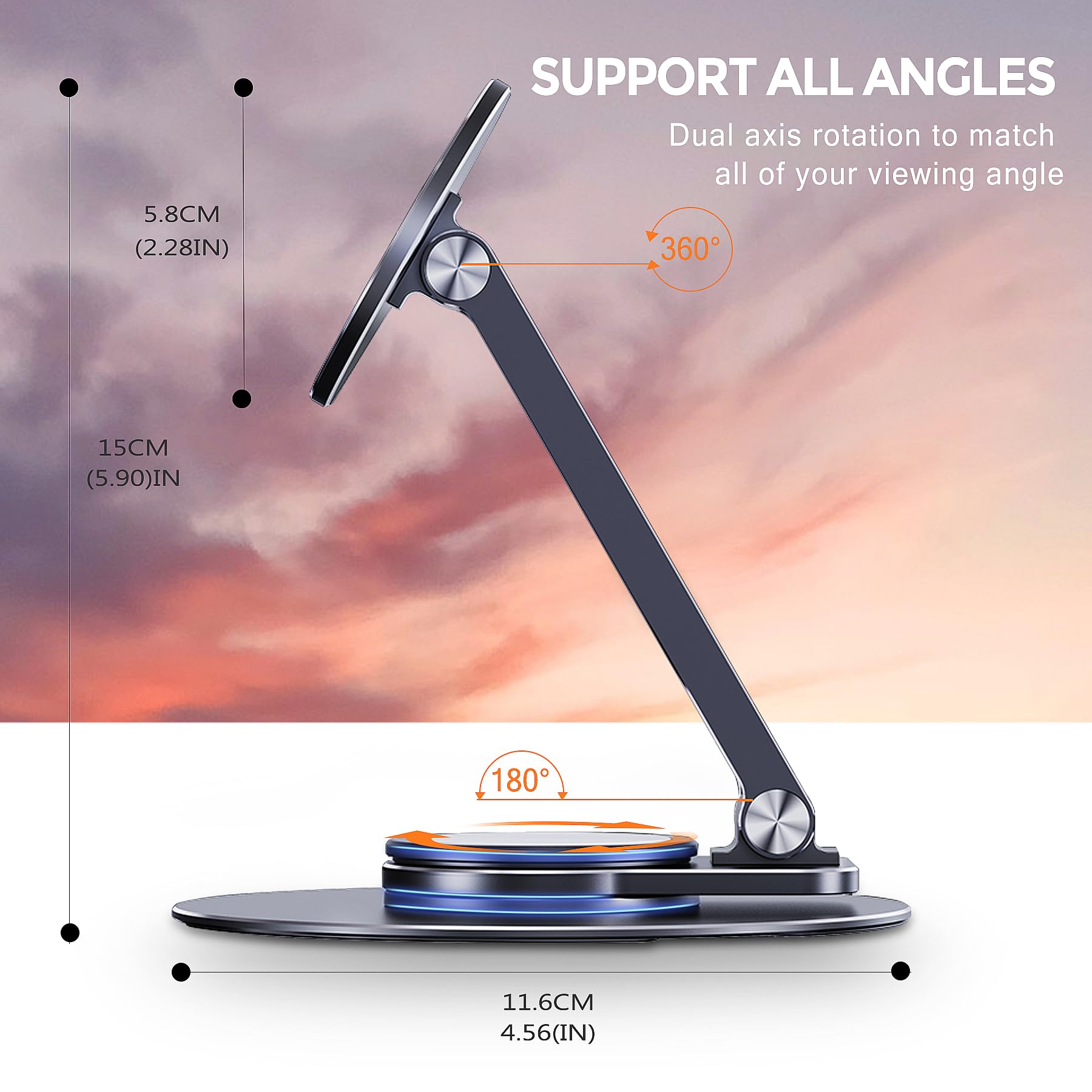 CreaDream Magnetic Phone Stand for Desk, Aluminum MagSafe iPhone Stand Foldable Adjustable, Cell Phone Stand Holder Compatible with iPhone 16 15 14 13 12 Pro Max and Magsafe Case