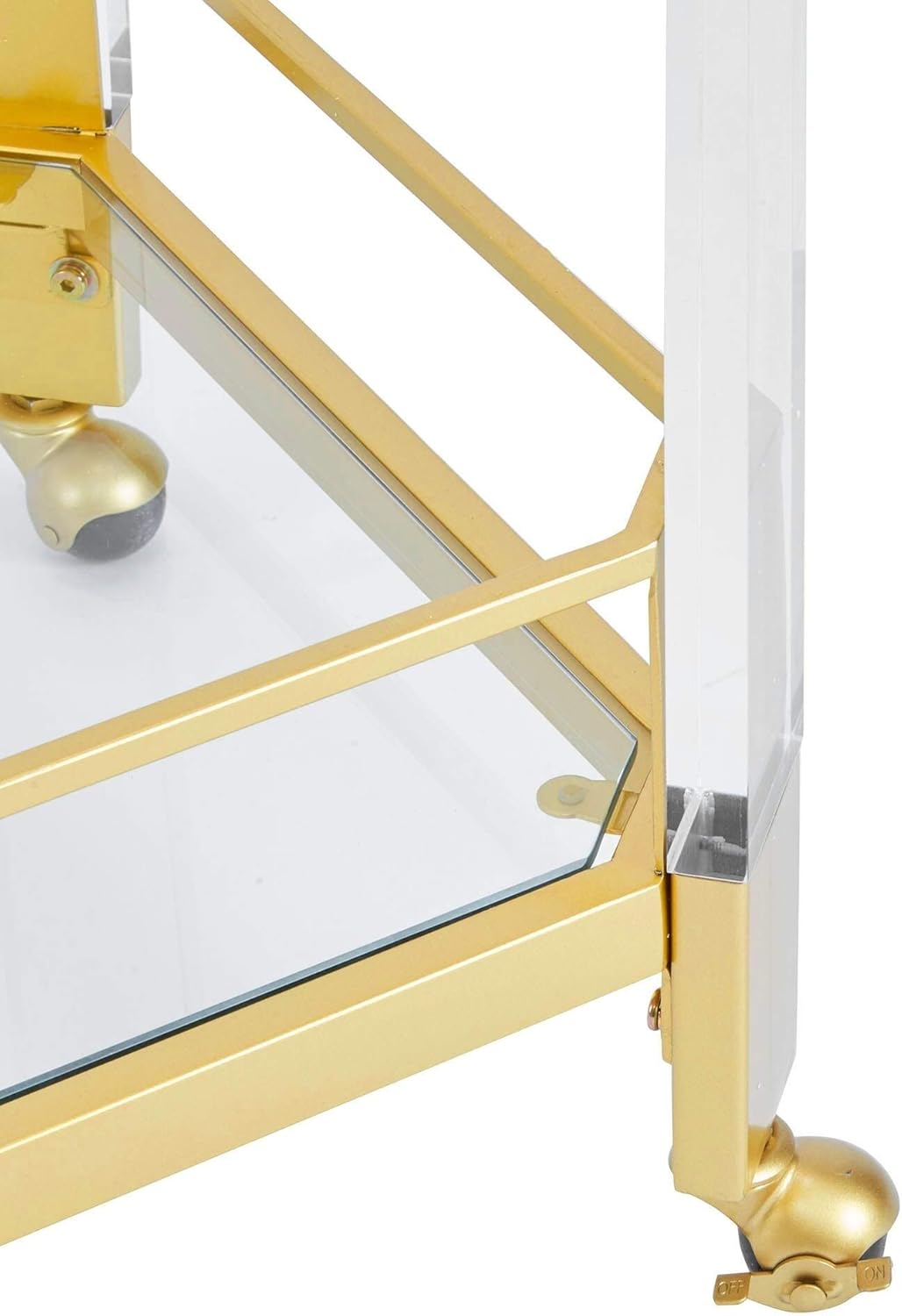 cosco serving cart folding gray on Furniture Acrylic And Gold Bar Cart With Glass Top Modern Contemporary Transitional Steel Casters Game Recreation Room Furniture