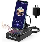 Joymate Gifts for Men and Women, Wireless Phone Charger Stand with Bluetooth Speaker and Adjustable Angle Phone Holder for Desk Tech Gift for Birthday/Valentines Day/Christmas(Black)