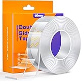 Upgraded Double Sided Tape Heavy Duty,Extra Large Nano Double Sided Adhesive Mounting Tape,Clear & Tough Sticky Poster Wall T