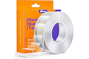 Upgraded Double Sided Tape Heavy Duty,Extra Large Nano Double Sided Adhesive Mounting Tape,Clear & Tough Sticky Poster Wall T