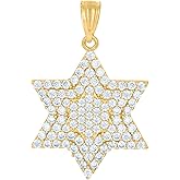 Jewels By Lux 10kt Yellow Gold Unisex Cubic-Zirconia Star Of David Symbol Religious Charm Pendant