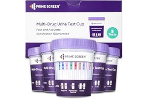 Prime Screen - [5 Pack] 12 Panel Urine Multi Drug Test Cup for Home Use (AMP,BAR,BUP,BZO,COC,MET,MDMA,MOP/OPI 300,MTD,OXY,PCP