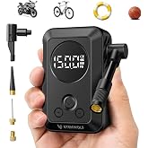 ETENWOLF S0 Mini Bike Pump, 20s Fast Inflate Bicycle Pump with Gauge | 150PSI Portable Electric Bike Air Pump with Presta and Schrader Valve for Mountain Bike, Road Bike, Motorcycle, Sport Balls