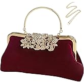 Comeon Womens Rhinestone Evening Clutch Bags Sparkling Crystal Diamond Party Handbags Velvet Wedding Cocktail Formal Purses