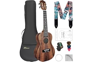 Ulumac Tenor Ukulele, KOA Acacia Wood 26 inch Adults Kids Professional Ukelele for Beginners, Hawaiian Ukele Kit with Carbon String, Tuner, Gig Bag, Strap, P004