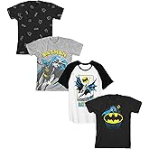 Batman Hero & Logo 4pk Crew Neck Short Sleeve Youth Boy's T-Shirts
