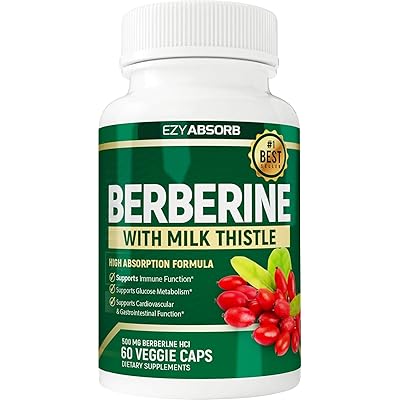 EzyAbsorb Gluten-Free Berberine 500mg, 90 Veggie Capsules for Blood Sugar Support/w LA-3 AMPK Metabolic Activator
