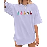 Magical Shirt for Women Embroidered Princess Dress Graphic Oversized T Shirt Women Family Holiday Vacation Tee Tops