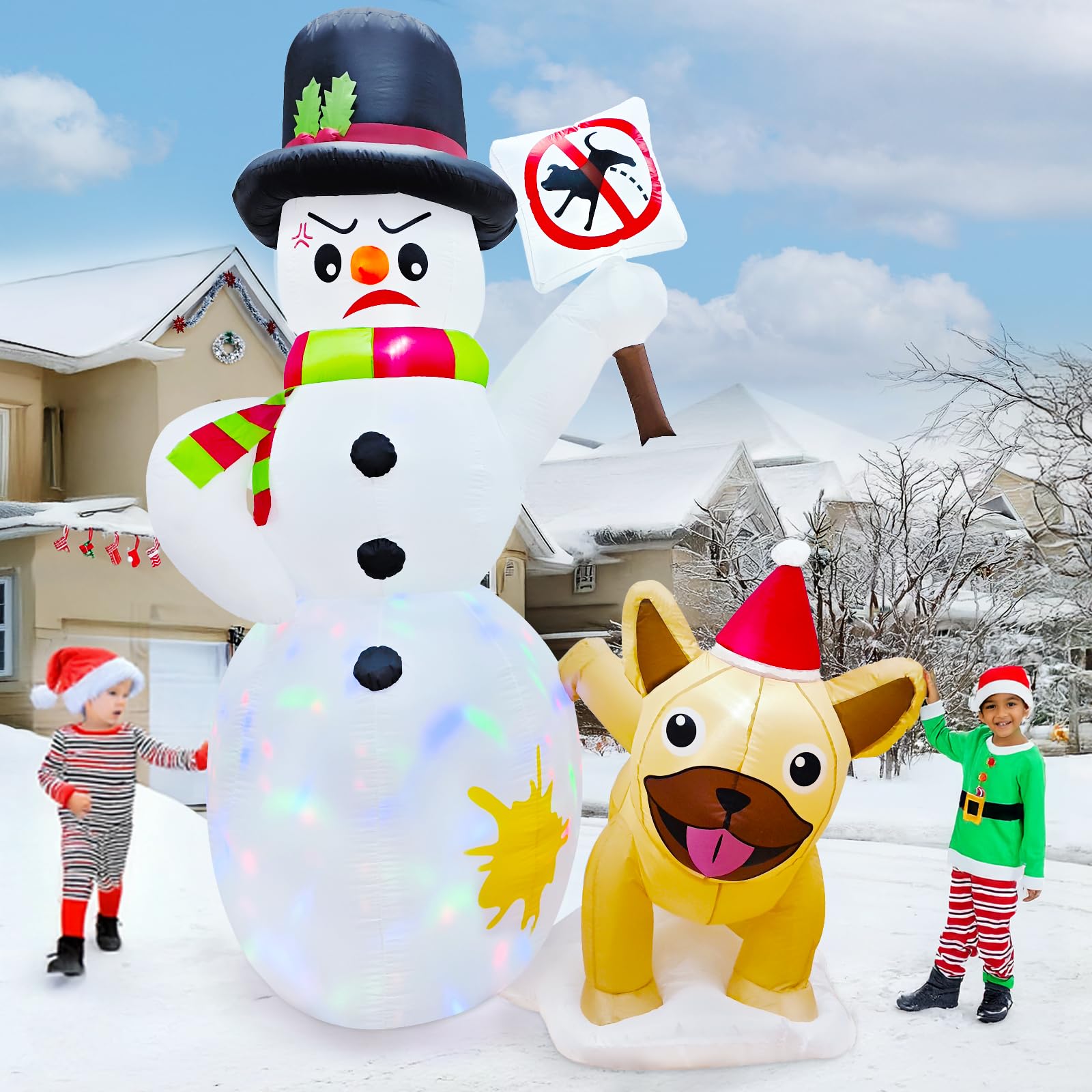 Photo 1 of AerWo 12FT Christmas Inflatables Outdoor Decoration, Giant Inflatables Christmas Blow Ups Yard Decorations with Rotating LED, Fox Rabbit Funny Christmas Outdoor Decorations Xmas Decor