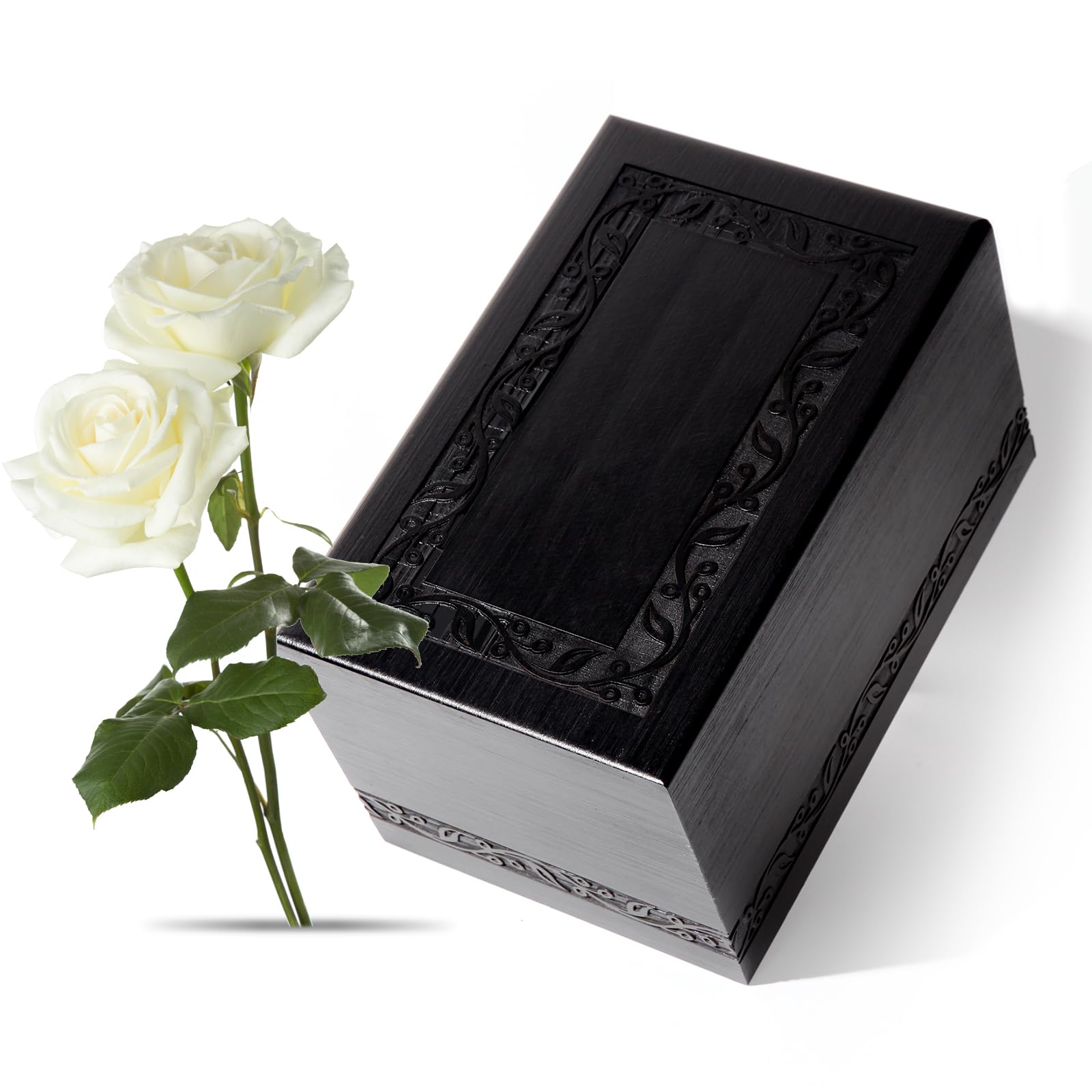 Wooden Urns for Human Ashes - Large Cremation Urn for Adult Male Female, Men Women - Holds Ashes up to 110 kgs (Black)