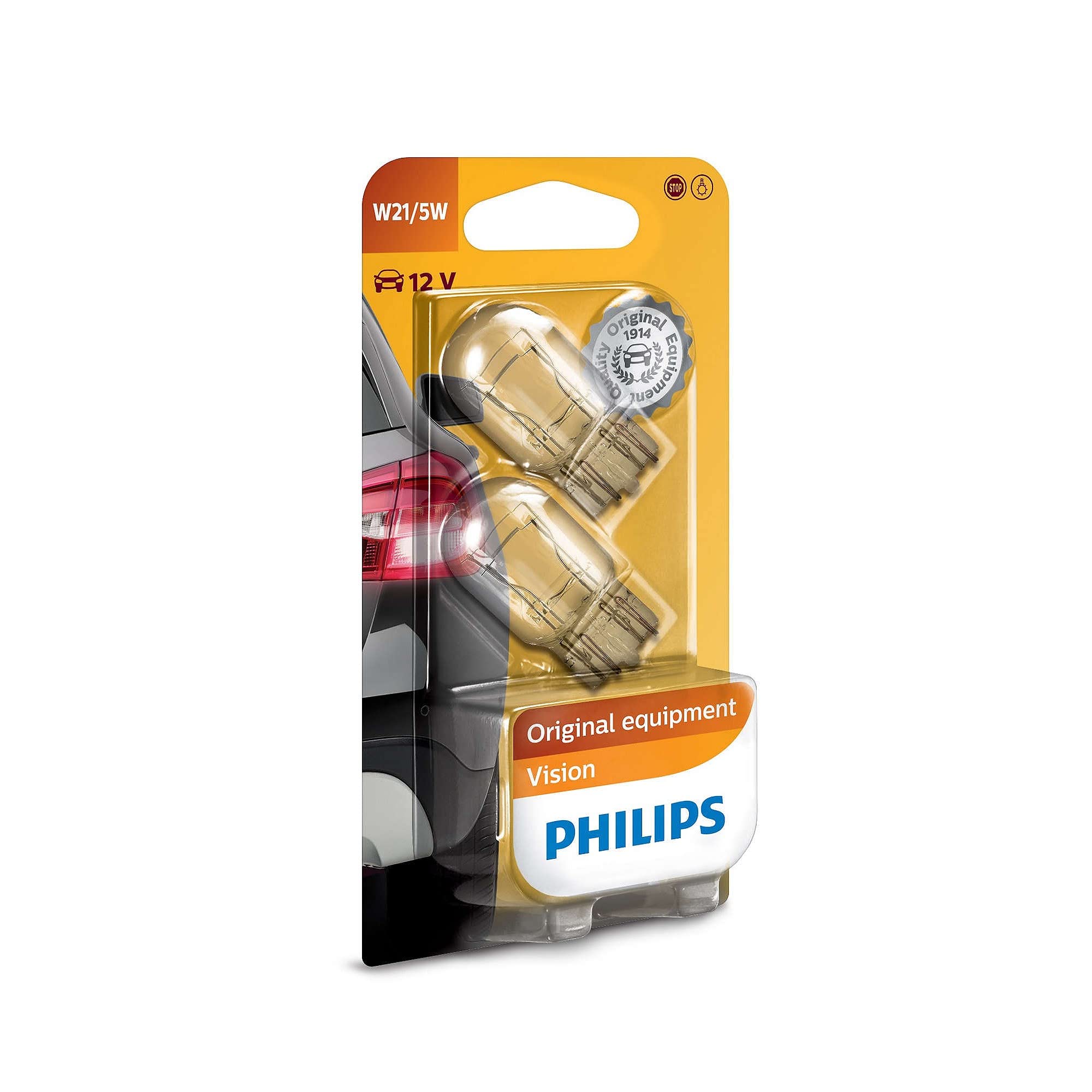 Philips Vision W21/5W 12066B2 Indicator Bulbs Pack of 2 in Blister Pack