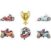 Race Car Balloons Motorcycle Balloons Car Racing Party Decorations for Birthday Parties, Car Racing Party Decorations, Motorcycle Helmet Foil Balloons