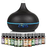 Essential Oil Diffuser for Home 500ML | Aromatherapy Diffuser Humidifier with 12 Essential Oils, 7 Color LED Lights, Quiet Cool Mist Diffuser for Bedroom, Office