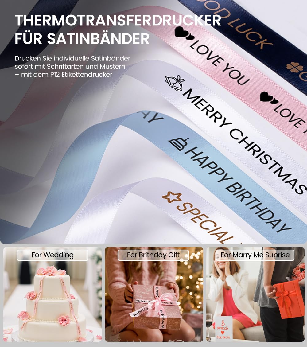 Phomemo P12 Etikettendrucker, Tragbares Beschriftungsgerät, Etikettiergerät Bluetooth Kompatibel with iOS & Android, Thermotransfer-Label Printer für Zuhause,Schule,Büro 7