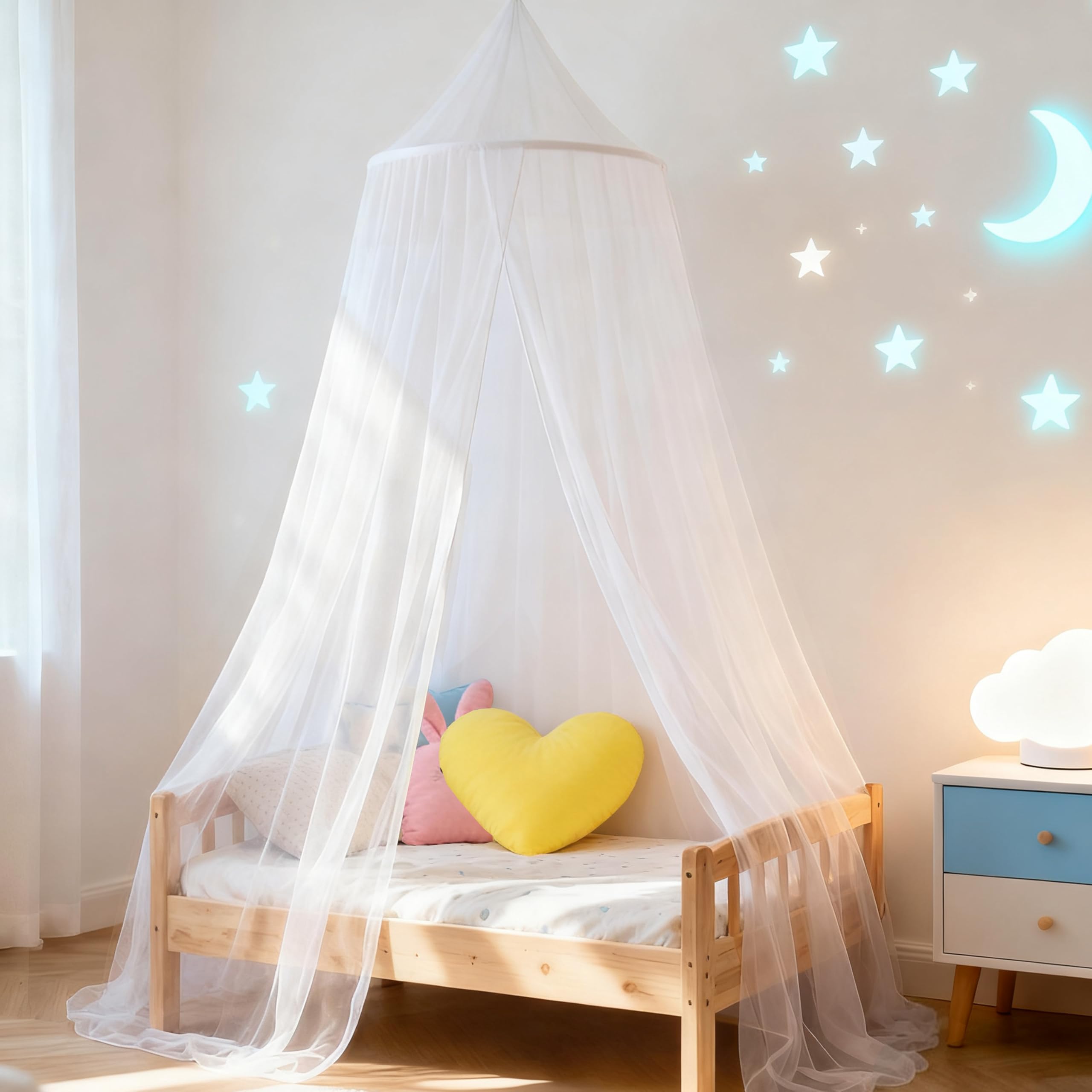 Wnqou Mosquito Net for Bed, Large Dome Canopy Mosquito Net for Single/Double Bed, Girls Room Drcor,Easy Installation for Travel and Home (White)