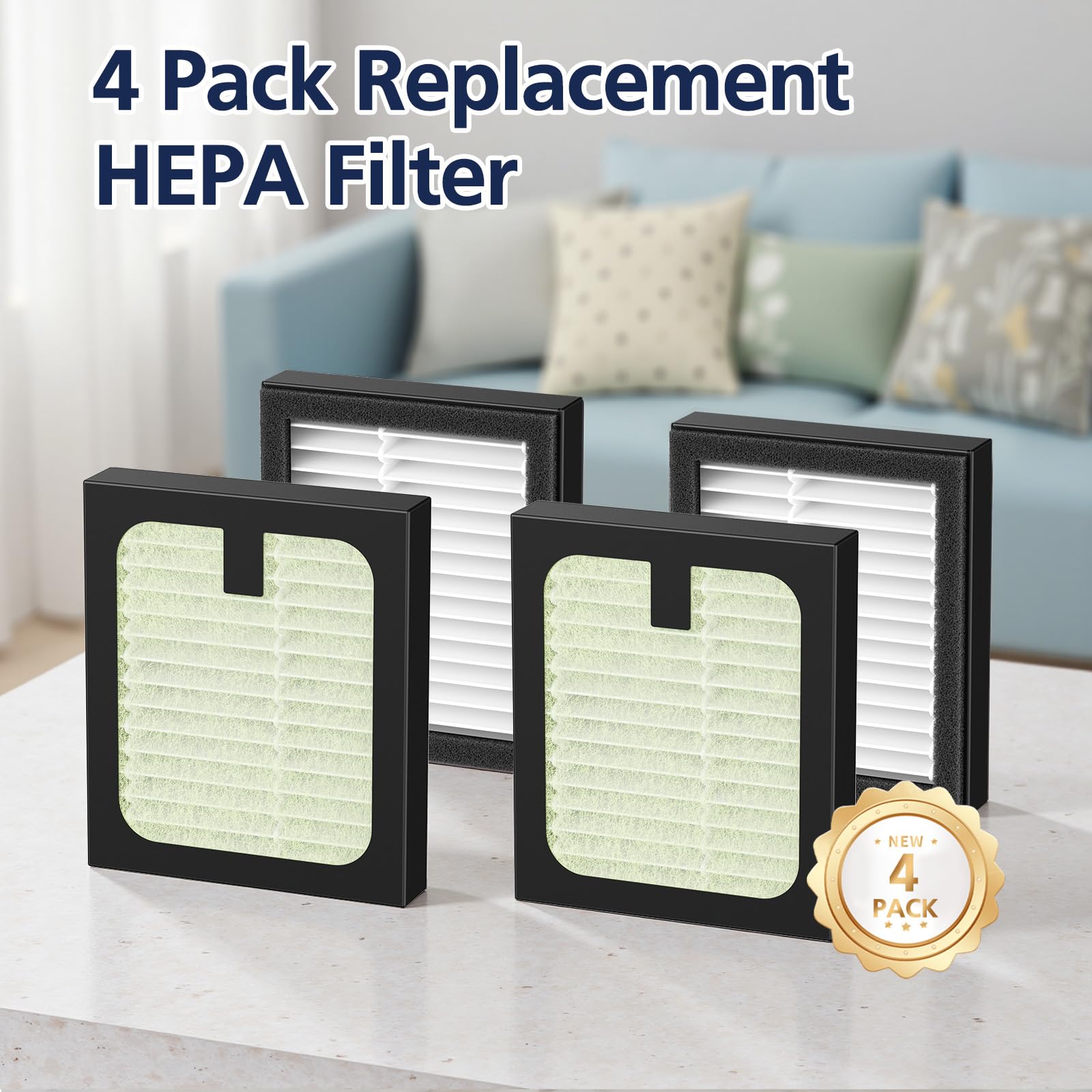 4 Pack HEPA Filter Replacement for Baby Brezza Baby Bottle Washer Pro, High Performance Filtration for Air Cleaner Dust