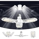 SANSI 3-Panel Deformable LED Garage Light, 300W Equivalent 30W, Garage Lights Ceiling Led,E26 Screw in Adjustable Shop Light with 5000K Daylight, for Garage Workshop Basement, ETL Certified