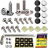 Aootf Anti Theft License Plate Screws - Stainless Steel Tamper Resistant Locking License Plate Security Screws Fasteners Secu