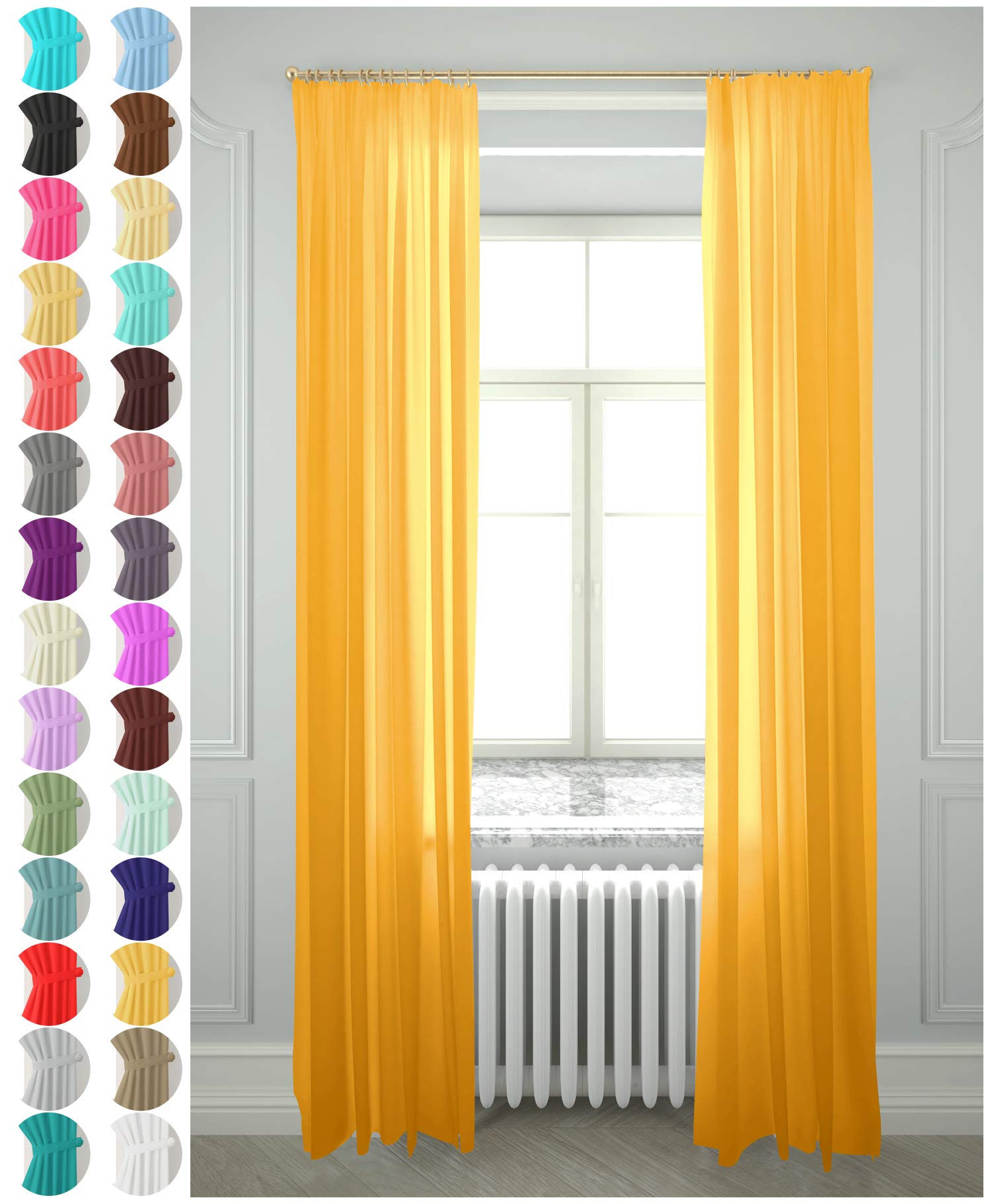 Megachest gathering tape voile curtain(Orange W 56" x L 81" (2 Panels)