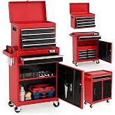 TUFFIOM 5-Drawer Rolling Tool Chest, Tool Storage Cabinet w/Drawers, Lockable Wheels, Detachable Top &amp; Adjustable Shelf, Mechanic Tool Organizer Box for Garage, Workshop, Warehouse &amp; Repair Shop