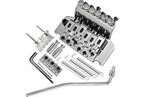 ZHRMZHG Double Locking Tremolo Bridge System with Arm - Compatible with Floyd Rose & Strat Electric Guitars, Chrome Replacement Part (Silver)