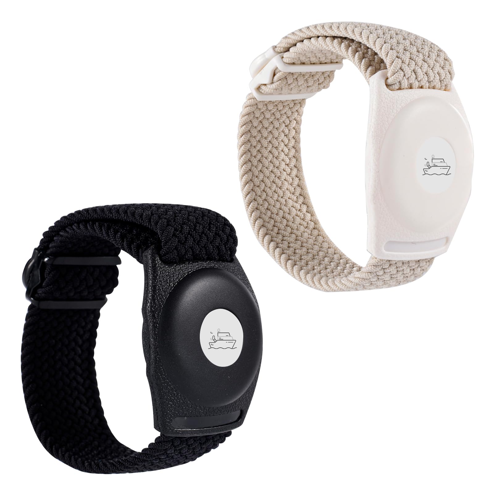 2pcs Holder for Princess Cruise Medallion, Adjustable Braided Bracelet Comfortable Wristband Men Women Compatible with Princess Medallion Holder Accessories (White, Black)