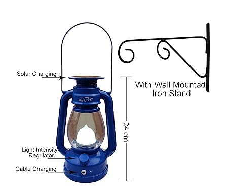 Boston Classic LED Solar Light Lantern Lithium Battery with Heavy Stand