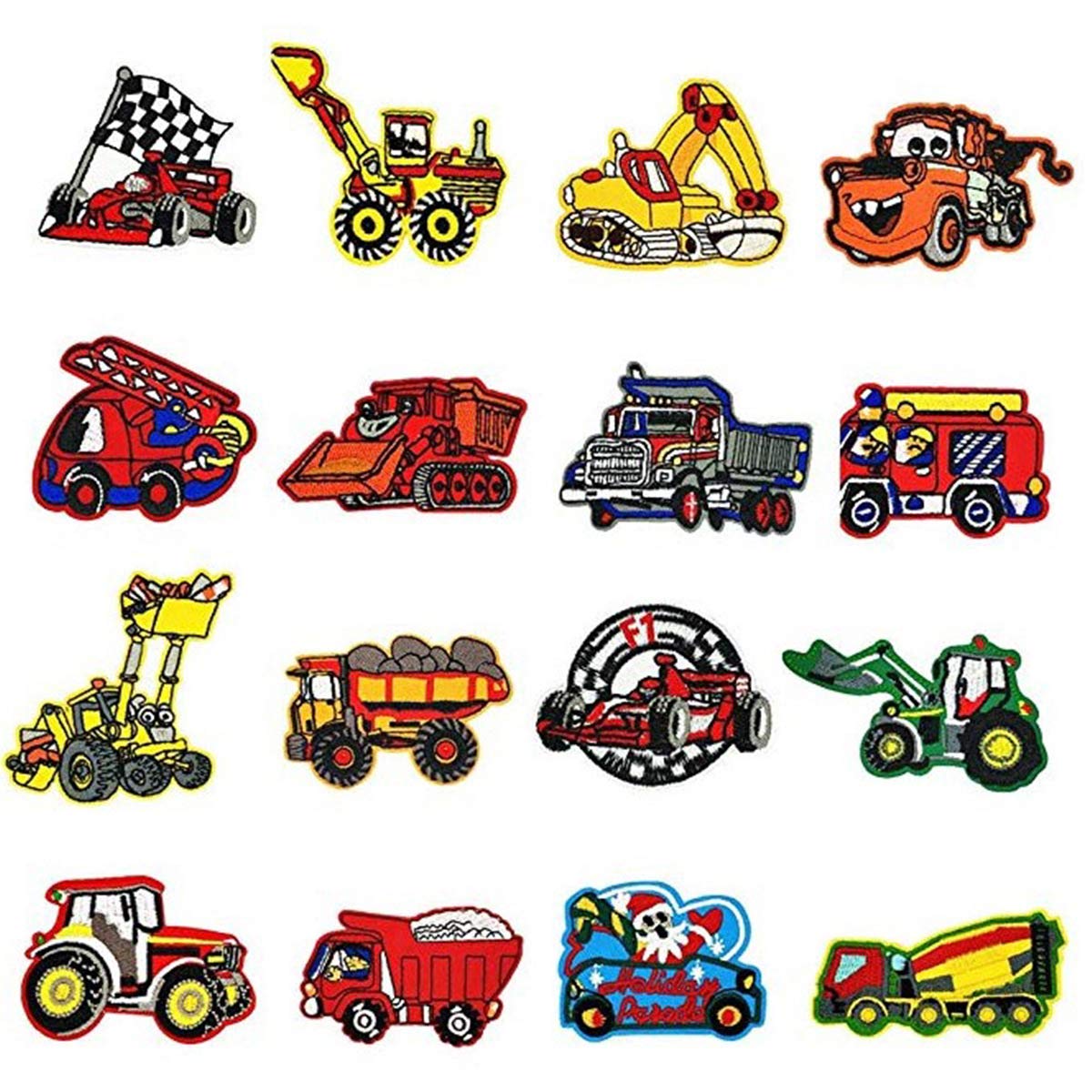 Iron On Patch 16 Pieces Truck Patches for Clothes Embroidery Applique for Sewing Jackets Backpacks Jeans