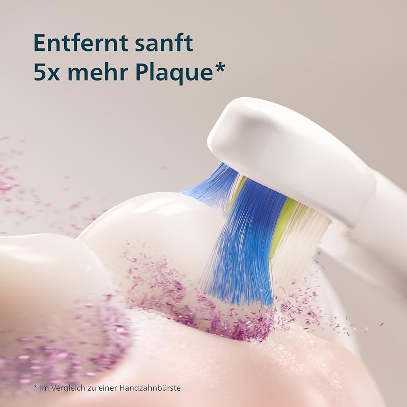 Sonicare Series 3100 Elektrische Zahnbürste – Schallzahnbürste mit Drucksensor, 3 Intensitäten, EasyStart, SmarTimer, 14 Tage Laufzeit, Reiseetui, Weiß, 2er-Pack, HX4072/41, [Neu]