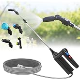 SideKing Electric Sprayer Wand, 3 Adjustable Pressures Battery Powered Garden Sprayer Wand with 31" Telescopic Wand, 16.4FT Hose, 4 Nozzles, Portable Water Sprayer for Lawn, Weed, Yard Care