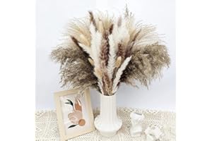 ZEshops 75pcs Natural Dried Pampas Grass Bouquet - Boho Home Decor & Wedding Floral Arrangements (75)
