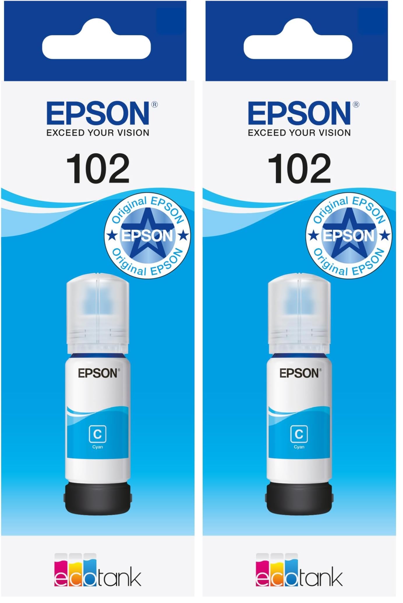 Epson EcoTank 102 Cyan Genuine Ink Bottle (Pack of 2) โ image 1