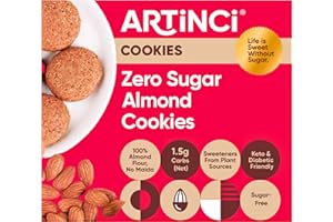 Artinci Almond Keto Cookies | Diabetic Friendly | Gluten Free | Sugar free Biscuit | Diet snacks for Healthy Living FBA_DDC_Cookies Pack of 1(195 g (Pack of 1))