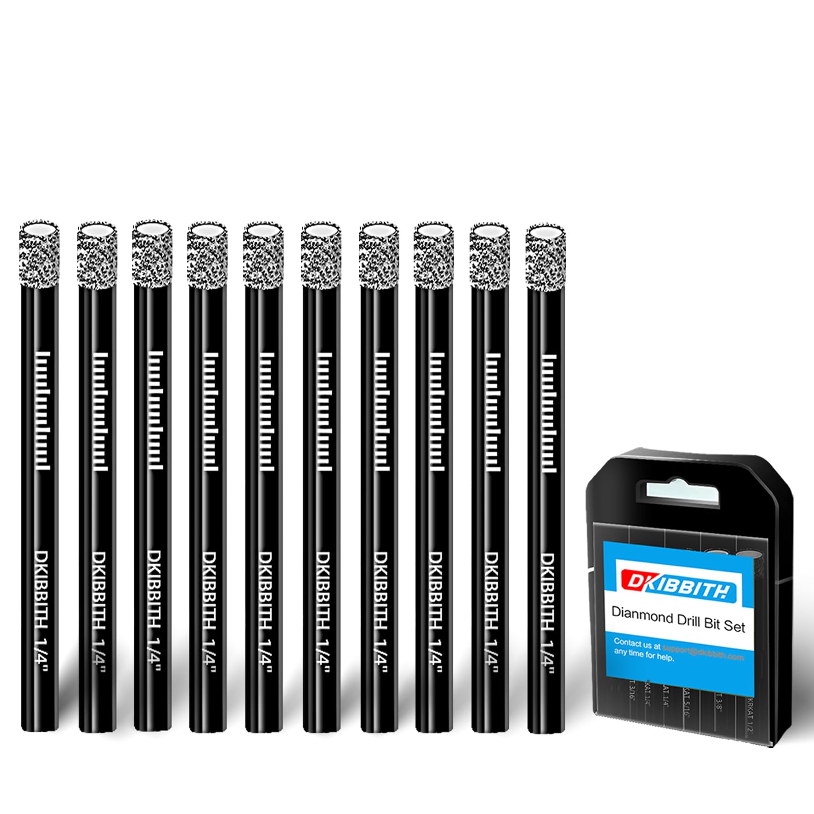 Photo 1 of 10 pcs 1/4" Diamond Drill Bits for Tile, Porcelain, Ceramic, Granite, Marble, Stone, Glass, Dry Drilling Tile Drill Btis with Storage Case and 1/4" Round Shank