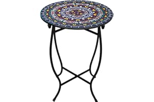 PLANT CASTLE Indoor Outdoor Small Metal Round Side Table, Versatile 14 Inch Round Metal End Table for Patio Balcony Yard Porch Garden, Anti-Rust Waterproof Accent Table for Indoor Outdoor Use, Easy Assembly