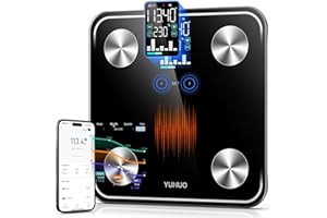 YUHUO Smart Scale for Body Weight, 4-Electrode BIA Body Composition Scale with High Precision, Large LED Display, Digital Bathroom Scale for BMI, Body Fat, Muscle Mass, 18 Metrics Sync APP, 400lb