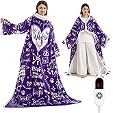 Wearable Heated Blanket for Women, Unique Christmas Birthday Gift for Wife, Electric Throw Blanket with Sleeves, Foot Pocket, Heated Robe for Mom, 3 Heat-Level & Timer, ETL Safe, Best Wife Ever Purple