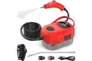 Irishom 2500W Steam Cleaner, High Pressure High Temperature Steam Cleaning Machine, 1000ml, 3 Bar with 3 Brush Heads (Red)
