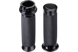 BEYISI Motorcycle Black Hand Grips 1 Inch Handlebar Grips Universal Compatible for Harley Honda Kawasaki Suzuki Yamaha Bobber Chopper Cafe Racer