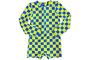 Glo Surf CO Kids Neon Long Sleeve Rash Guard Suit – One Piece UPF 50+ Sun Protection Swimwear for Boys Girls Baby Toddler